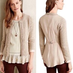 Anthropologie Angel of the North oatmeal tweed jacket